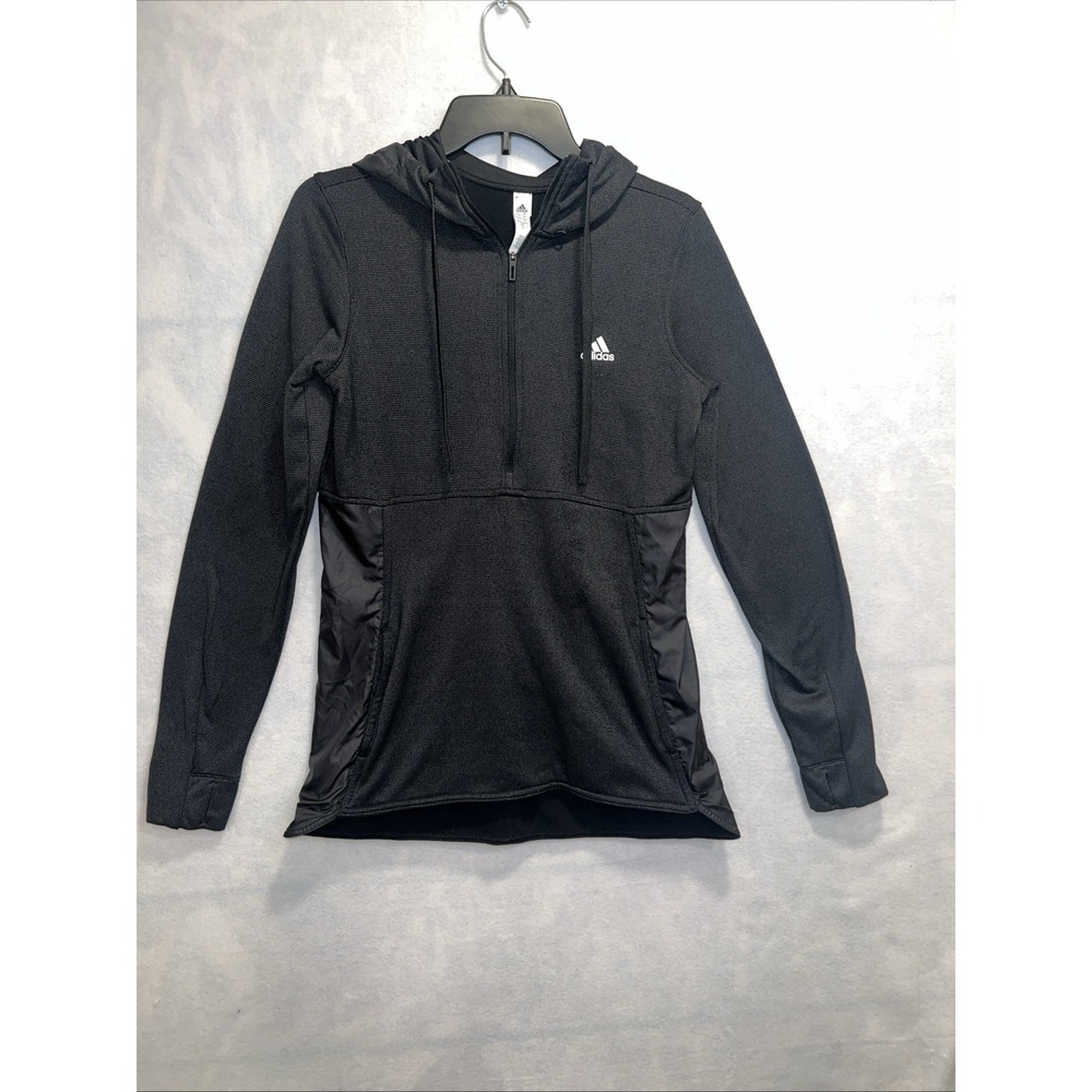 Adidas Climawarm Women's Small Black Warm Up Jacket 1/4 Zip Hoodie Running Sport